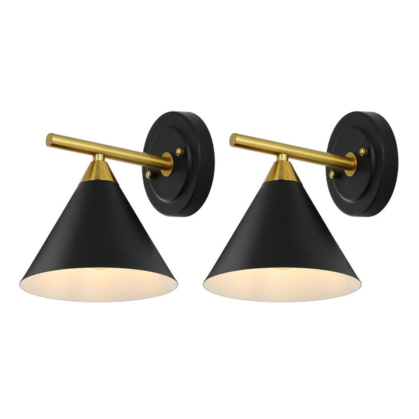 Safavieh WYANET, Elegant 8-Inch Iron Wall Sconce Set of 2, Perfect for Hallways and Living Spaces Decor Black / Brass SCN4101A-SET2