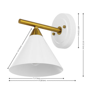 Safavieh WYANET, Elegant 8-Inch Iron Wall Sconce Set of 2, Perfect for Hallways and Living Spaces Decor White / Brass SCN4101B-SET2