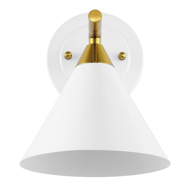 Safavieh WYANET, Elegant 8-Inch Iron Wall Sconce Set of 2, Perfect for Hallways and Living Spaces Decor White / Brass SCN4101B-SET2