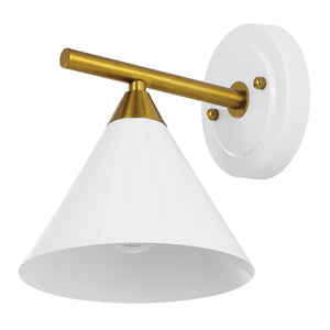 Safavieh WYANET, Elegant 8-Inch Iron Wall Sconce Set of 2, Perfect for Hallways and Living Spaces Decor White / Brass SCN4101B-SET2