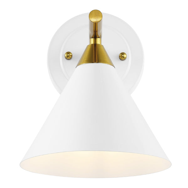 Safavieh WYANET, Elegant 8-Inch Iron Wall Sconce Set of 2, Perfect for Hallways and Living Spaces Decor White / Brass SCN4101B-SET2