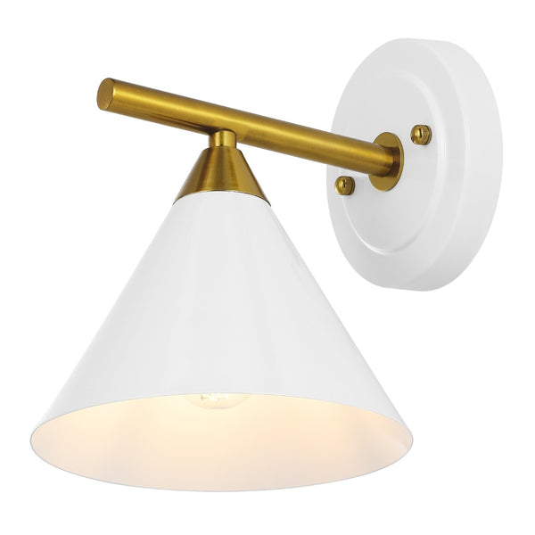 Safavieh WYANET, Elegant 8-Inch Iron Wall Sconce Set of 2, Perfect for Hallways and Living Spaces Decor White / Brass SCN4101B-SET2