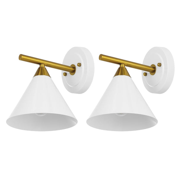 Safavieh WYANET, Elegant 8-Inch Iron Wall Sconce Set of 2, Perfect for Hallways and Living Spaces Decor White / Brass SCN4101B-SET2