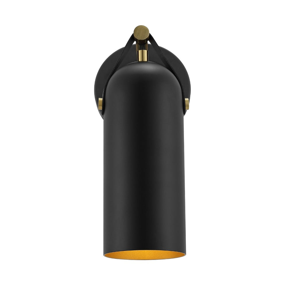 Safavieh WESTLY, Elegant Wall Sconce Set of 2 - Modern Iron and Faux Leather Lighting for Home Décor Black / Gold SCN4103B-SET2