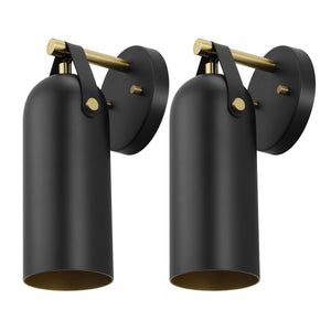 Safavieh Westly, 4 Inch, Black/Gold, Iron/Leather Wall Sconce Set Of 2 - Set of 2 Black SCN4103B-SET2