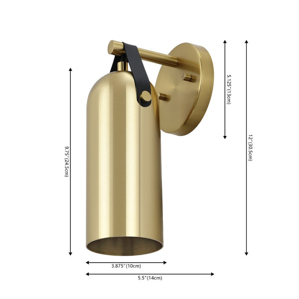 Safavieh WESTLY, Elegant Wall Sconce Set of 2 - Modern Iron and Faux Leather Lighting for Home Décor Gold SCN4103C-SET2