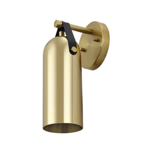 Safavieh WESTLY, Elegant Wall Sconce Set of 2 - Modern Iron and Faux Leather Lighting for Home Décor Gold SCN4103C-SET2