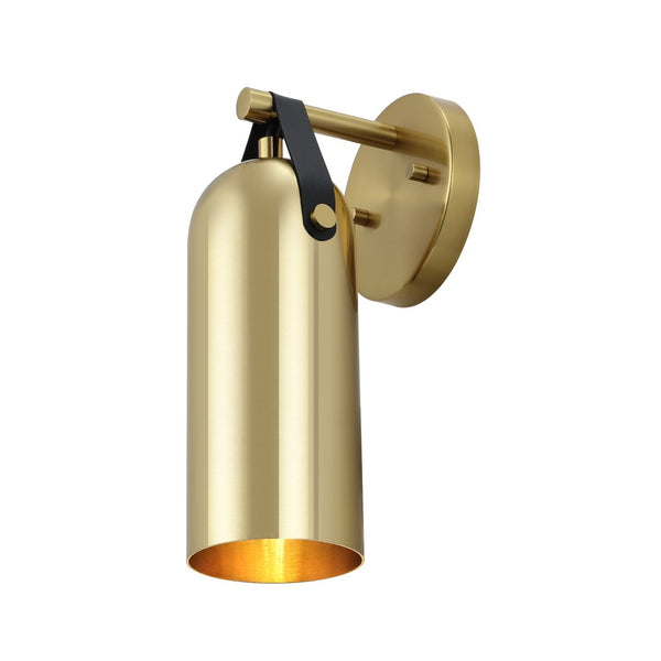 Safavieh WESTLY, Elegant Wall Sconce Set of 2 - Modern Iron and Faux Leather Lighting for Home Décor Gold SCN4103C-SET2