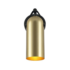 Safavieh WESTLY, Elegant Wall Sconce Set of 2 - Modern Iron and Faux Leather Lighting for Home Décor Gold / Black SCN4103D-SET2