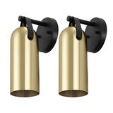 Safavieh Westly, 4 Inch, Brass/Black, Iron/Leather Wall Sconce Set Of 2​ - Set of 2 Brass Gold SCN4103D-SET2