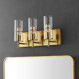 Safavieh Jester, 3 Light, 19 Inch, Brass, Iron/Glass Wall Sconce X23 Brass Gold / Clear 5.5" x 19" x 10.5"