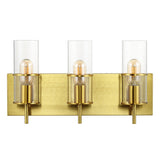 Safavieh Jester, 3 Light, 19 Inch, Brass, Iron/Glass Wall Sconce X23 Brass Gold / Clear 5.5" x 19" x 10.5"