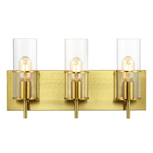 Safavieh Jester, 3 Light, 19 Inch, Brass, Iron/Glass Wall Sconce X23 Brass Gold / Clear 5.5" x 19" x 10.5"