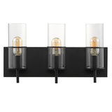 Safavieh Jester, 3 Light, 19 Inch, Black, Iron/Glass Wall Sconce X23 Black / Clear 5.5" x 19" x 10.5"