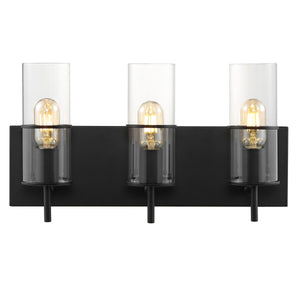 Safavieh Jester, 3 Light, 19 Inch, Black, Iron/Glass Wall Sconce X23 Black / Clear 5.5" x 19" x 10.5"