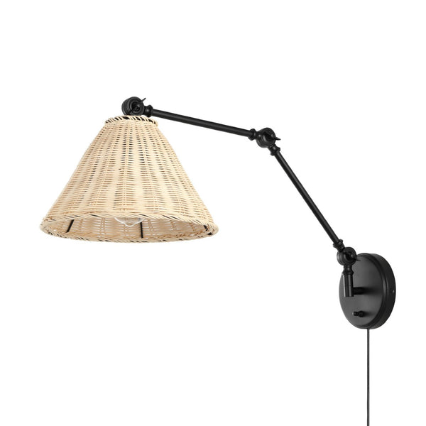 Safavieh SOLADO, Set of 2 24-Inch Rattan & Iron Wall Sconces for Warm Ambient Lighting & Stylish Decor SCN4106A-SET2