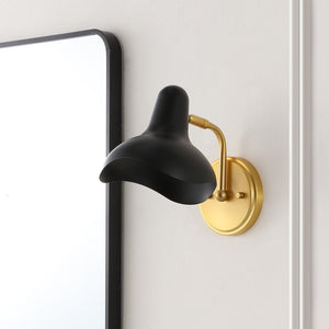Safavieh NORRIX, 10-Inch Black and Brass Iron Wall Sconce Set of 2 – Stylish Ambient Lighting for Home Decor SCN4107A-SET2