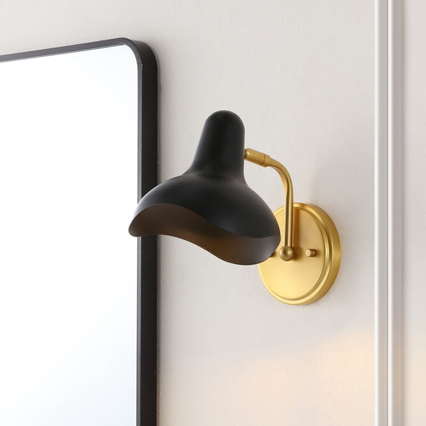 Safavieh NORRIX, 10-Inch Black and Brass Iron Wall Sconce Set of 2 – Stylish Ambient Lighting for Home Decor SCN4107A-SET2