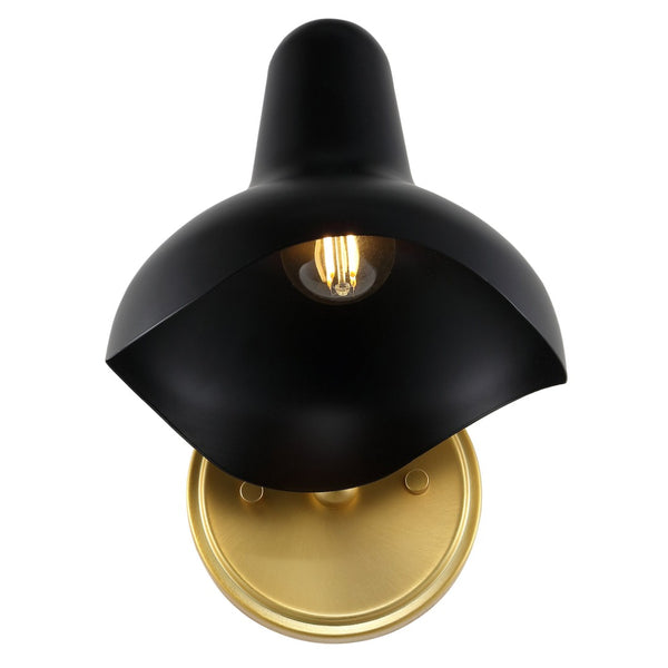 Safavieh NORRIX, 10-Inch Black and Brass Iron Wall Sconce Set of 2 – Stylish Ambient Lighting for Home Decor SCN4107A-SET2
