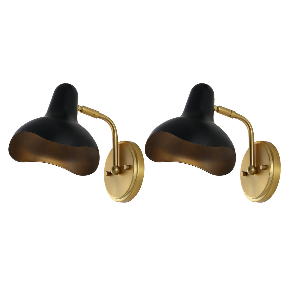 Safavieh  Norrix, Black, Iron Wall Sconce Set Of 2​ - Set of 2 Brass Gold / Black SCN4107A-SET2