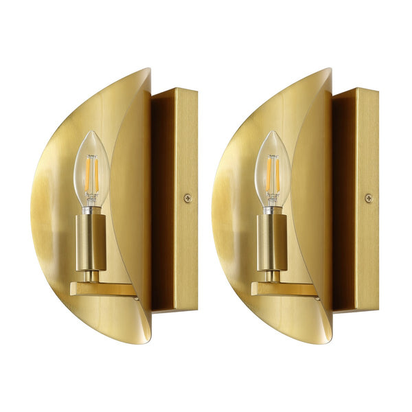 Safavieh 	Calluna, 4 Inch, Brass, Iron Wall Sconce Set Of 2 - Set of 2 Brass Gold SCN4109A-SET2