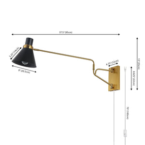 Safavieh Cleome, 37.5 Inch, Brass/Black, Iron Wall Sconce Brass / Black 37.5 x 8 x 13