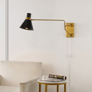 Safavieh Cleome, 37.5 Inch, Brass/Black, Iron Wall Sconce Brass / Black 37.5 x 8 x 13