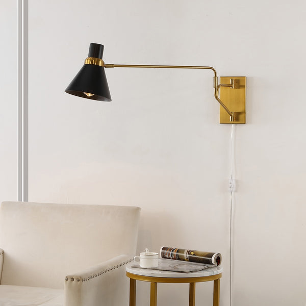 Safavieh Cleome, 37.5 Inch, Brass/Black, Iron Wall Sconce Brass / Black 37.5 x 8 x 13