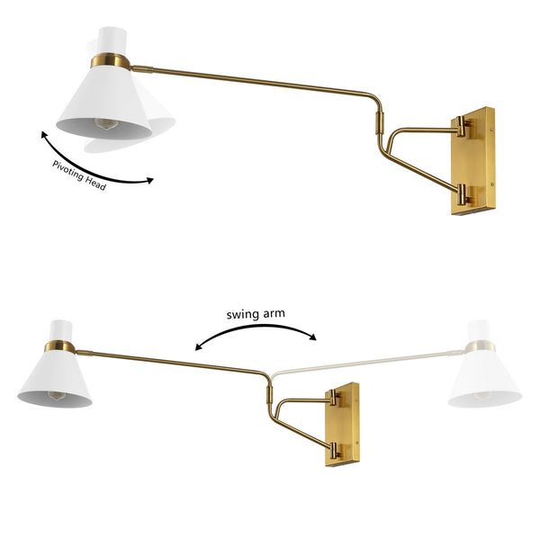 Safavieh Cleome, 37.5 Inch, Brass/White, Iron Wall Sconce Brass / White 37.5 x 8 x 13