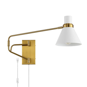 Safavieh Cleome, 37.5 Inch, Brass/White, Iron Wall Sconce Brass / White 37.5 x 8 x 13