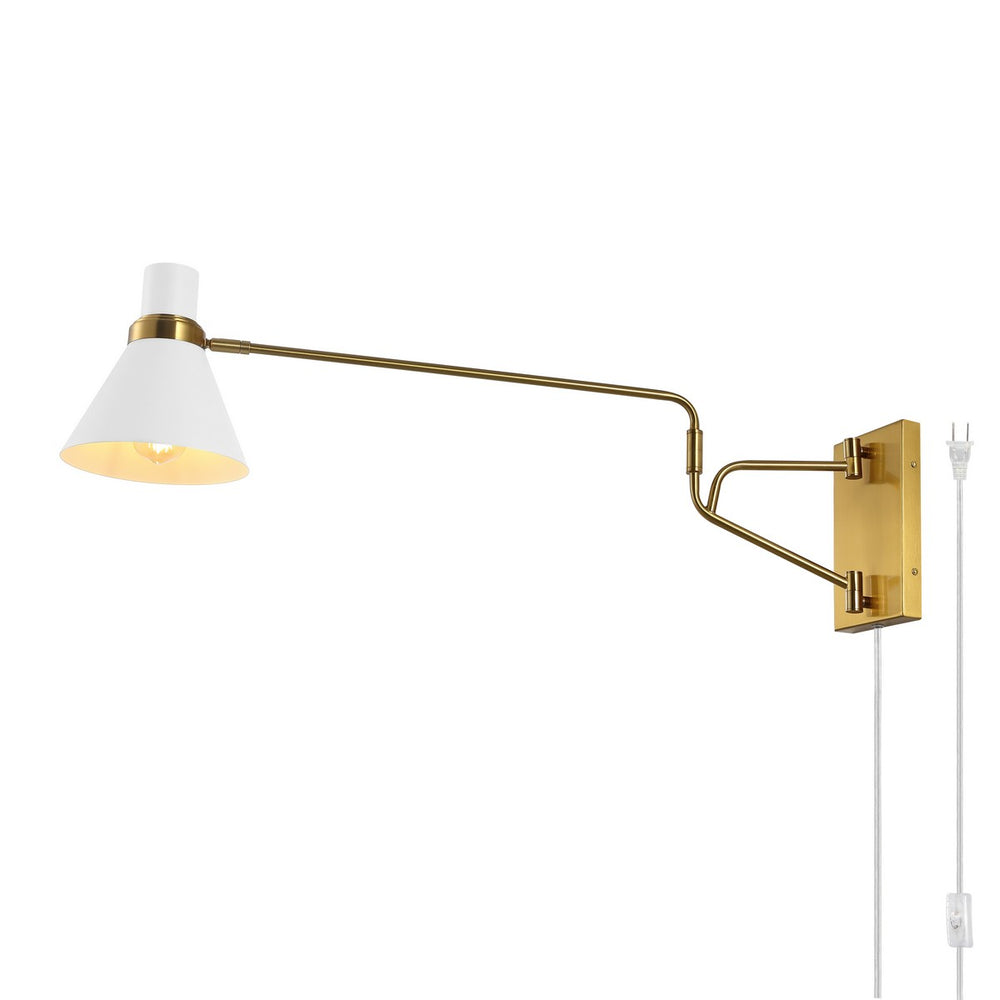 Safavieh Cleome, 37.5 Inch, Brass/White, Iron Wall Sconce Brass / White 37.5 x 8 x 13