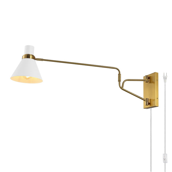 Safavieh Cleome, 37.5 Inch, Brass/White, Iron Wall Sconce Brass / White 37.5 x 8 x 13