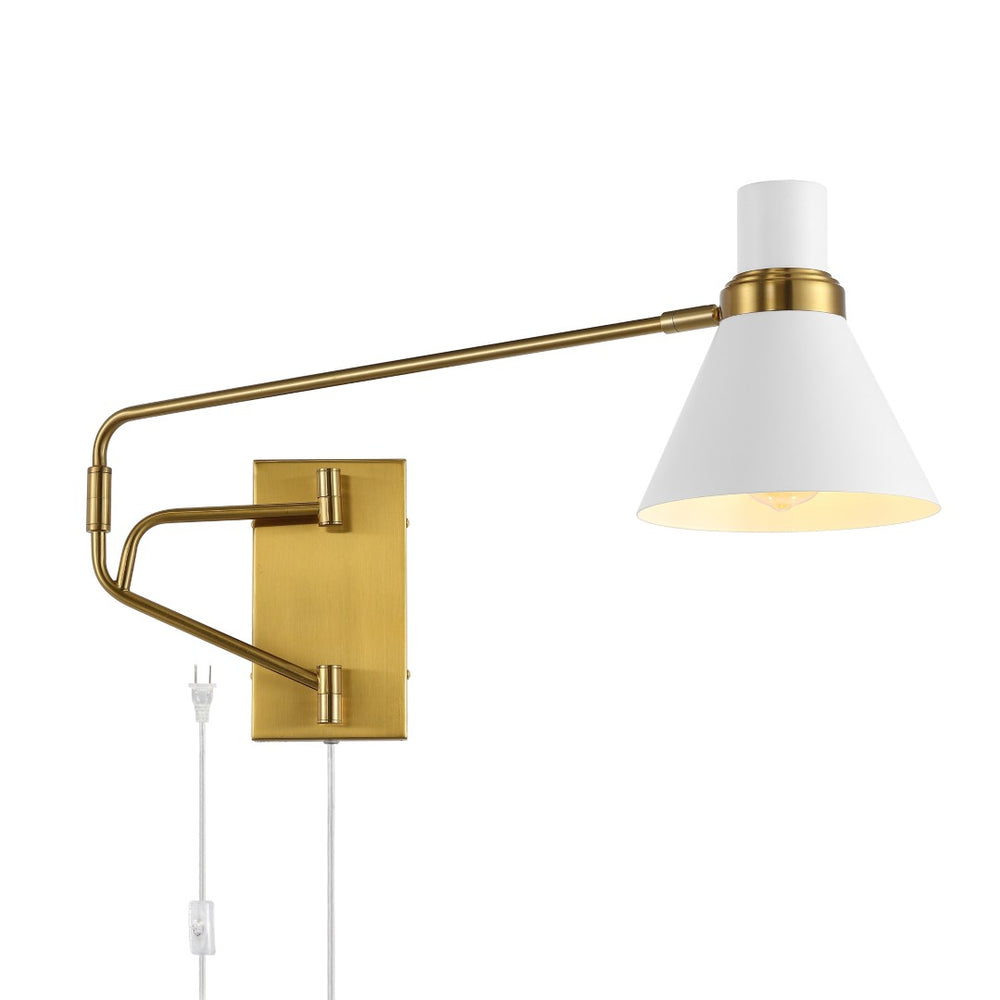 Safavieh CLEOME, Elegant Iron Wall Sconce with Timeless Two-Tone Finish for Modern and Traditional Spaces Brass / White SCN4112B