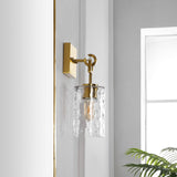 Safavieh 	Tyrosa, 6 Inch, Brass/Clear, Metal Wall Sconce Set Of 2 - Set of 2 Brass Gold / Clear SCN4113A-SET2