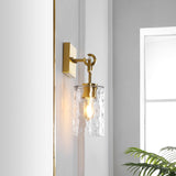 Safavieh 	Tyrosa, 6 Inch, Brass/Clear, Metal Wall Sconce Set Of 2 - Set of 2 Brass Gold / Clear SCN4113A-SET2