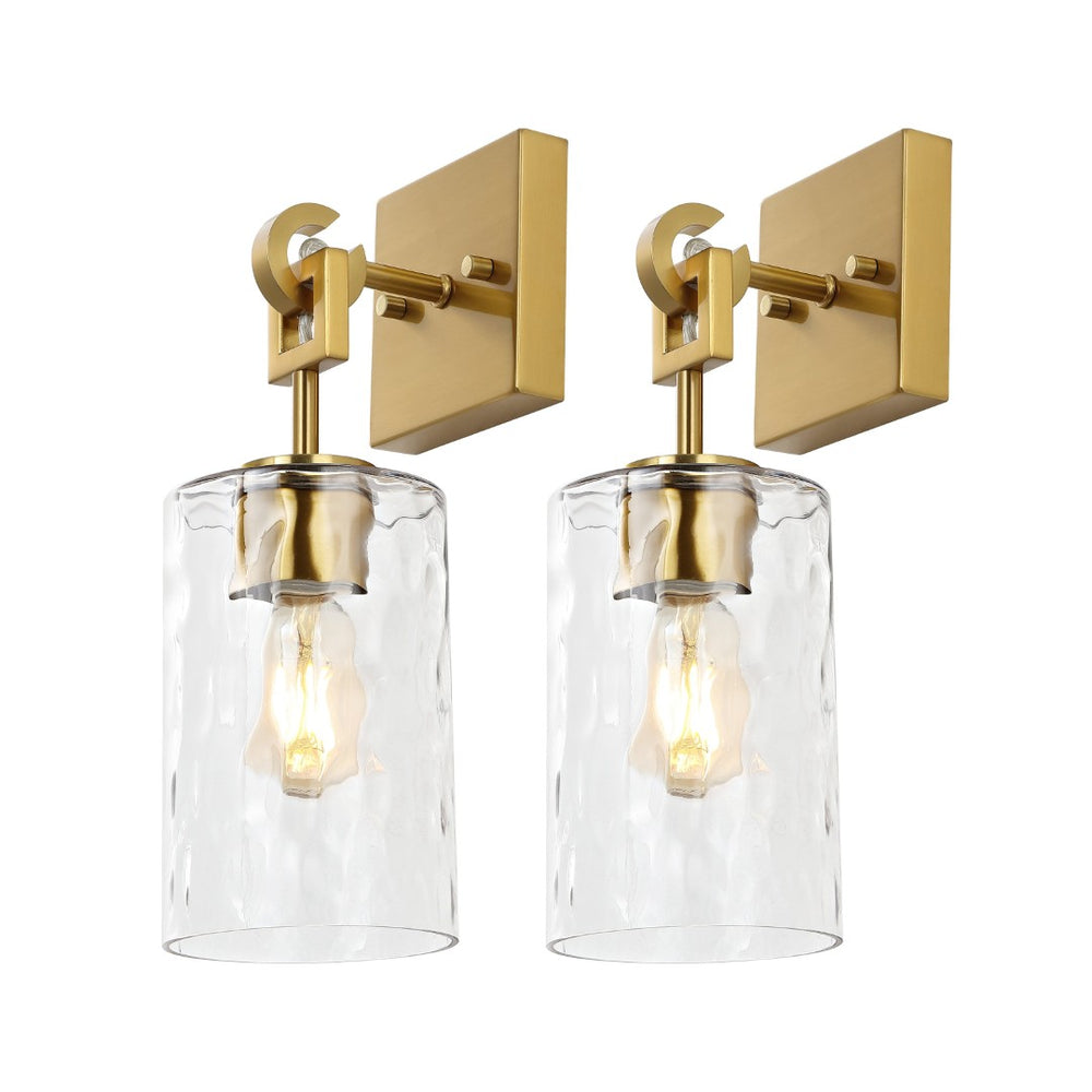 Safavieh TYROSA, Set of 2 Brass & Clear Glass Wall Sconces - Elegant Lighting for Modern & Classic Spaces SCN4113A-SET2
