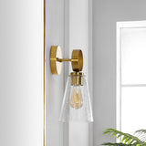 Safavieh 	Taelor, 7 Inch, Brass/Clear, Iron Wall Sconce Set Of 2 - Set of 2 Brass Gold / Clear SCN4114A-SET2