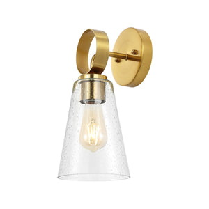 Safavieh 	Taelor, 7 Inch, Brass/Clear, Iron Wall Sconce Set Of 2 - Set of 2 Brass Gold / Clear SCN4114A-SET2