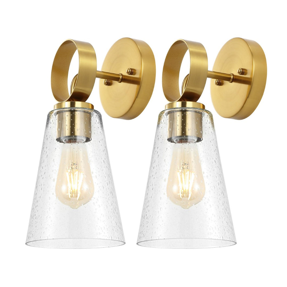 Safavieh TAELOR, Elegant 7-Inch Brass/Clear Wall Sconce Set of 2 - Modern Minimalist Lighting for Any Space SCN4114A-SET2