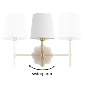 Safavieh LYSSINE, Elegant Brass & White Alabaster Wall Sconce Pair for Ambient Lighting in Any Room SCN4116A-SET2