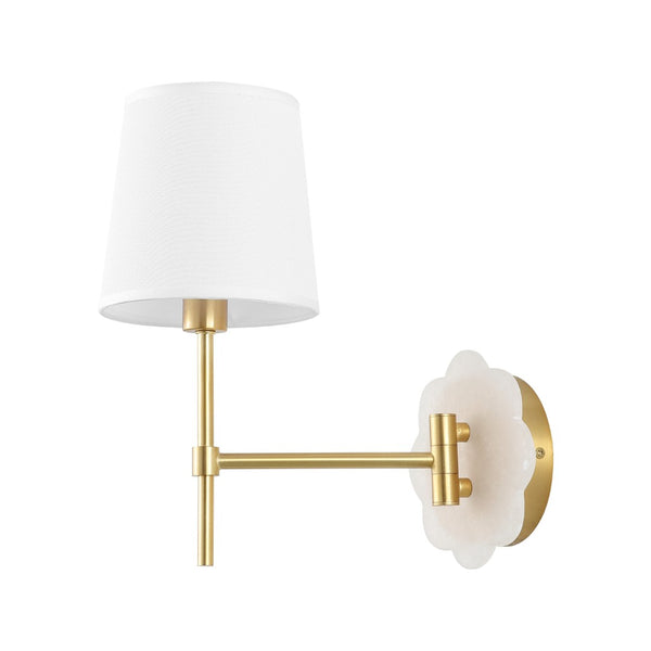 Safavieh LYSSINE, Elegant Brass & White Alabaster Wall Sconce Pair for Ambient Lighting in Any Room SCN4116A-SET2