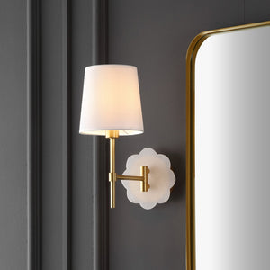 Safavieh LYSSINE, Elegant Brass & White Alabaster Wall Sconce Pair for Ambient Lighting in Any Room SCN4116A-SET2