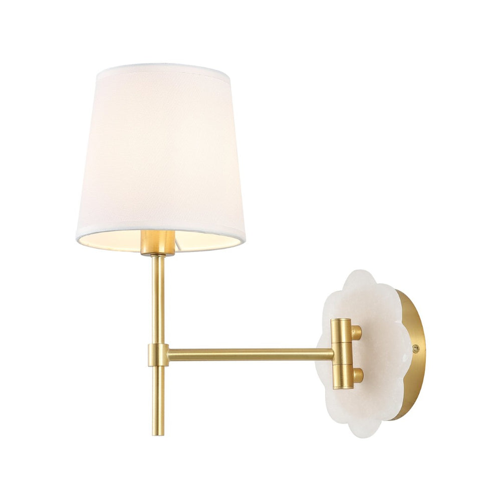 Safavieh LYSSINE, Elegant Brass & White Alabaster Wall Sconce Pair for Ambient Lighting in Any Room SCN4116A-SET2