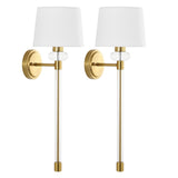 Safavieh Athene, 9 Inch, Brass/Clear, Iron/Acrylic Wall Sconce Set Of 2 X23 Brass Gold 8" x 9" x 26"