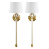 Safavieh Athene, 9 Inch, Brass/Clear, Iron/Acrylic Wall Sconce Set Of 2 X23 Brass Gold 8" x 9" x 26"