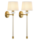 Safavieh Athene, 9 Inch, Brass/Clear, Iron/Acrylic Wall Sconce Set Of 2 X23 Brass Gold 8" x 9" x 26"