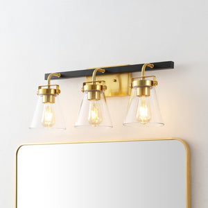 Safavieh RAYNEY, 3-Light Wall Sconce for Elegant Ambient Illumination in Iron and Glass – Perfect Accent Fixture Brass / Black SCN4118A