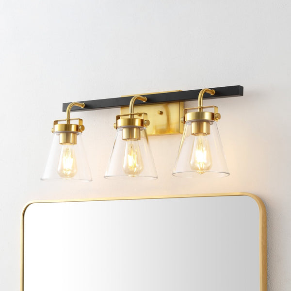 Safavieh RAYNEY, 3-Light Wall Sconce for Elegant Ambient Illumination in Iron and Glass – Perfect Accent Fixture Brass / Black SCN4118A
