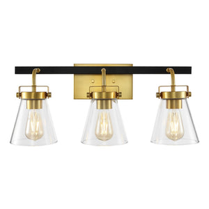 Safavieh RAYNEY, 3-Light Wall Sconce for Elegant Ambient Illumination in Iron and Glass – Perfect Accent Fixture Brass / Black SCN4118A