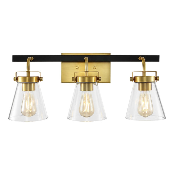 Safavieh RAYNEY, 3-Light Wall Sconce for Elegant Ambient Illumination in Iron and Glass – Perfect Accent Fixture Brass / Black SCN4118A